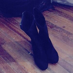 ENZO ANGIOLINI Black suede and leather wedge boots